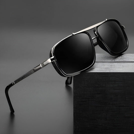 Double-Bridge Titanium Polarized Sunglasses